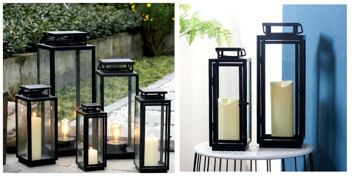 فانوس شموع معدني أسود