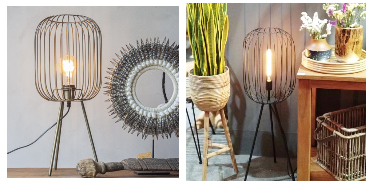 Candeeiro de pé em metal preto