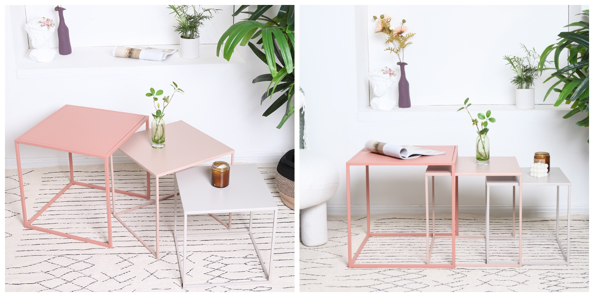 Table d'appoint carrée en métal