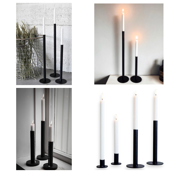 black stick candle holders
