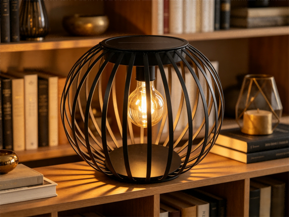 Solarlaterne aus schwarzem Metall