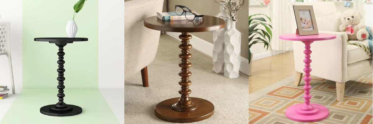 Mesa auxiliar redonda de madera