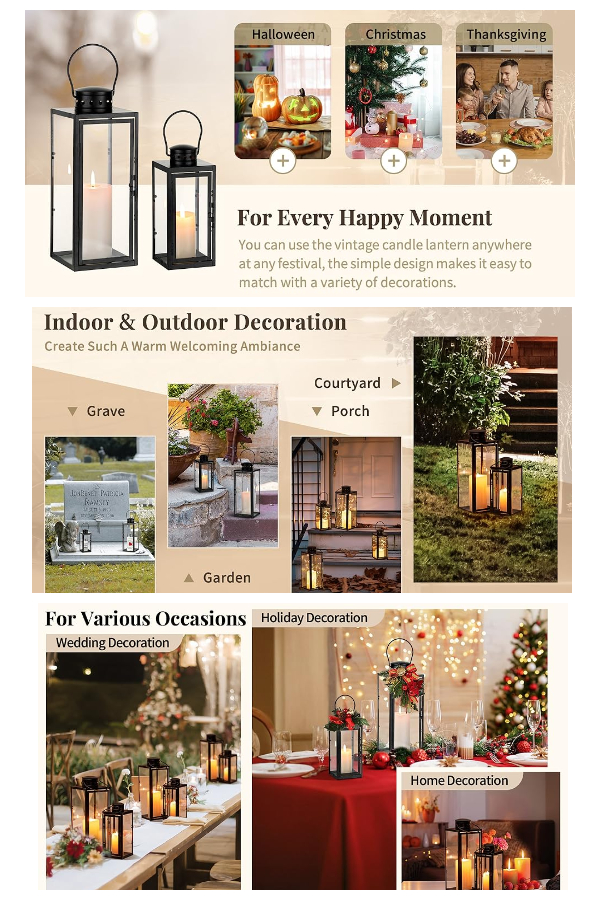Maravillosas linternas altas para velas de jardín para el hogar y el jardín