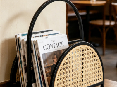Porte-revues en osier vintage