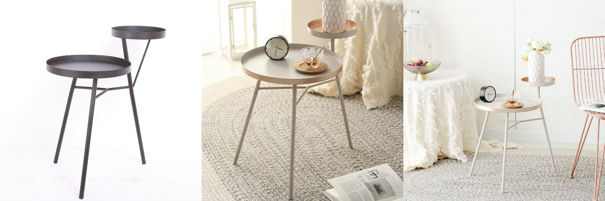 Mesa auxiliar redonda negra