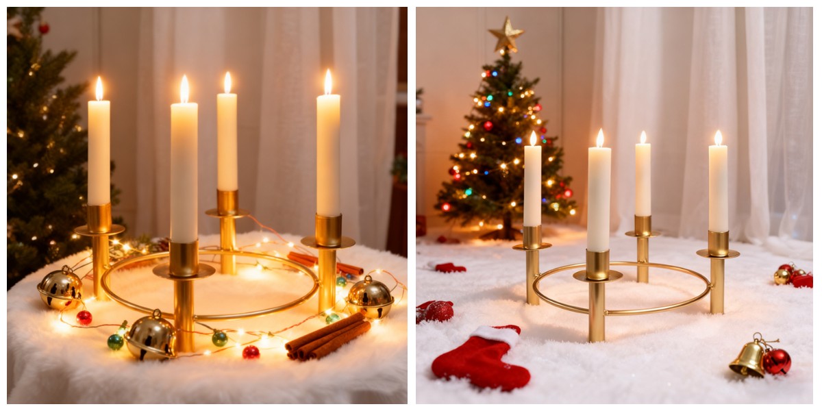 golden round crystal candle holder