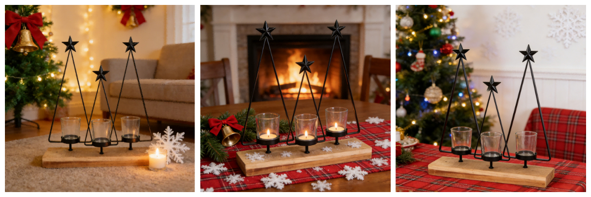 Kerzenhalter mit Holzsockel Kerzenhalter mit Holzsockel