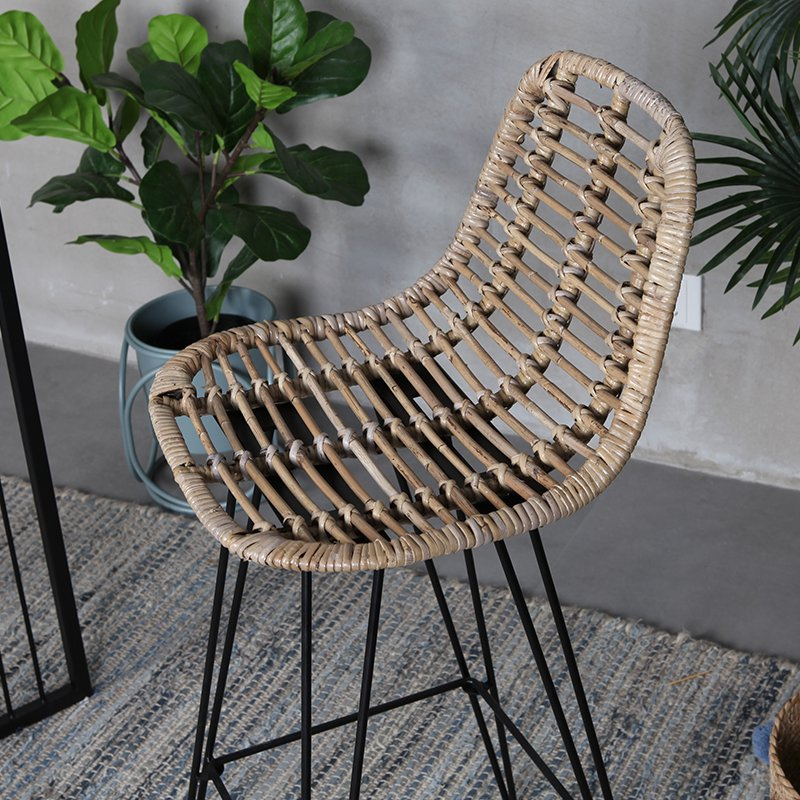 Taburete de bar de ratán