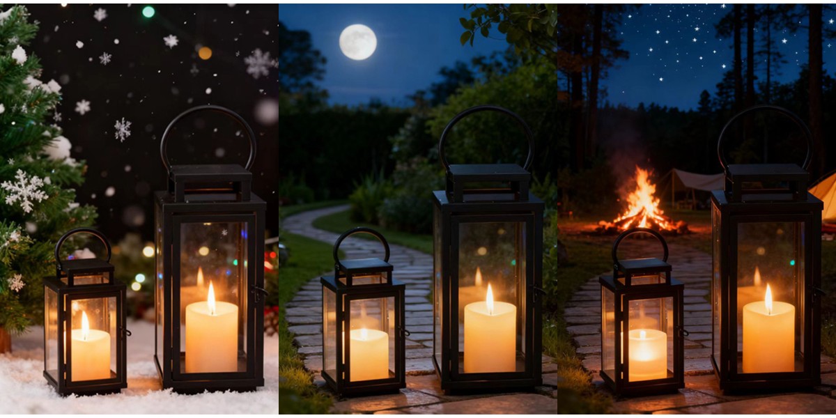 metal and glass lantern