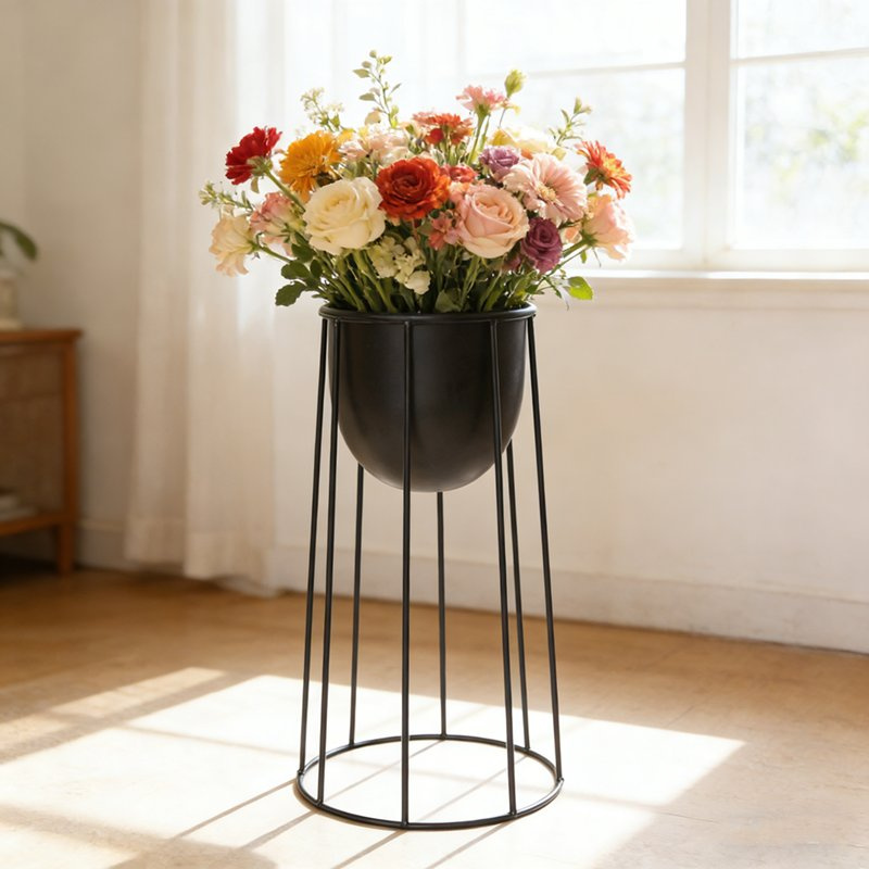 Support à pot de fleurs en métal