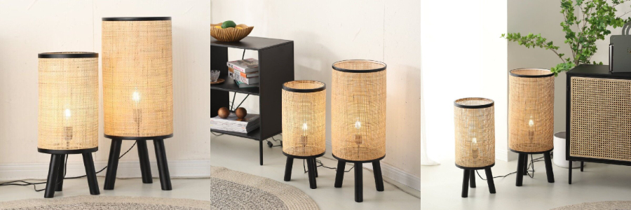 Wohnbeleuchtung mit Lampenschirm aus Rattan