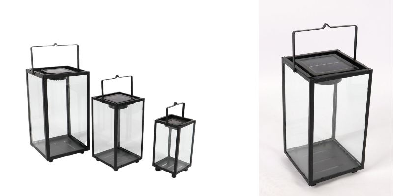 Solar-powered metal lanterns