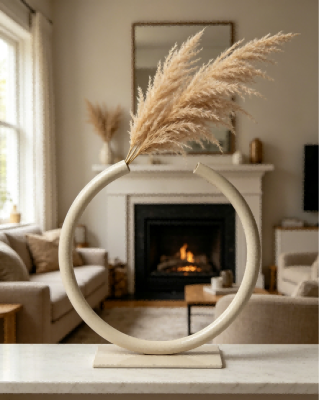 Florero de metal blanco