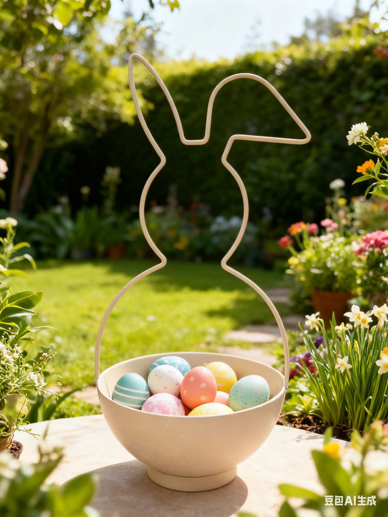 Decoración de conejito de Pascua de pie