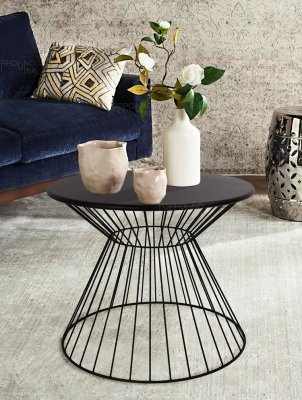 Mesa auxiliar de exterior de metal negro