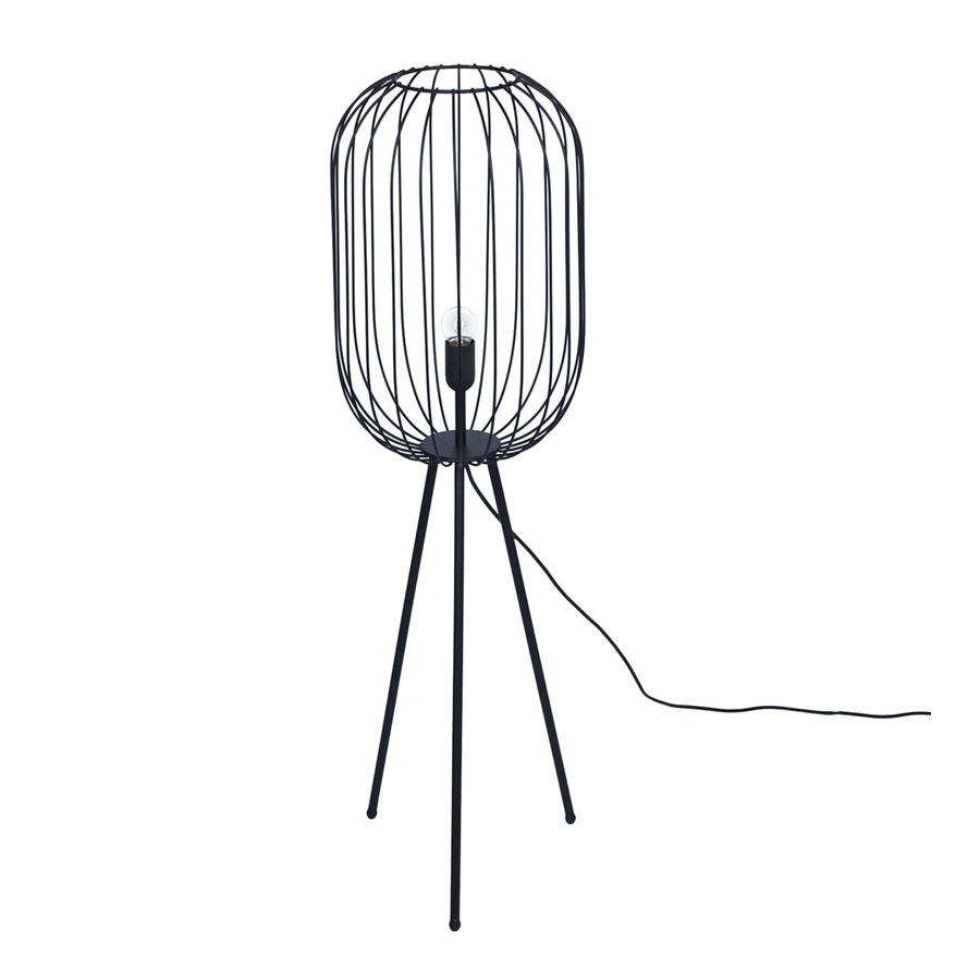 Candeeiro de pé em metal preto