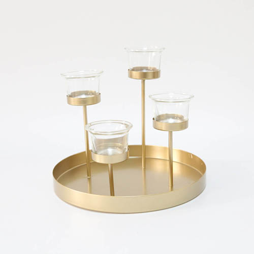 schwarzer goldener runder Kerzenhalter