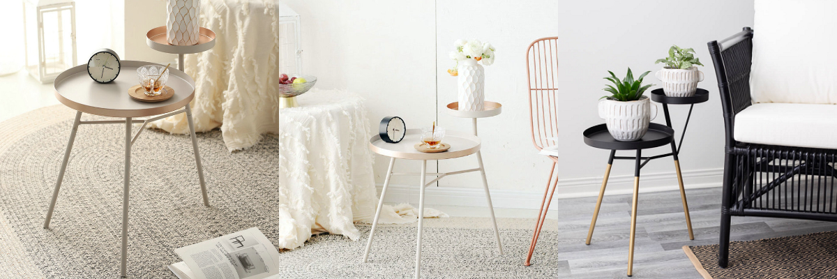 Mesa auxiliar redonda negra