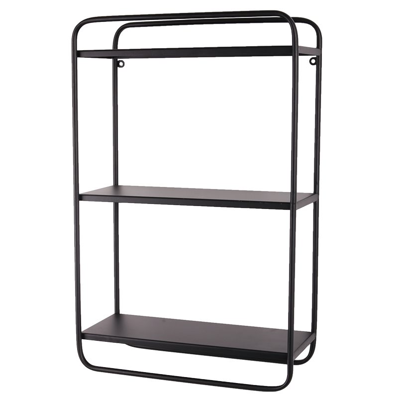 Estante de pared de metal negro