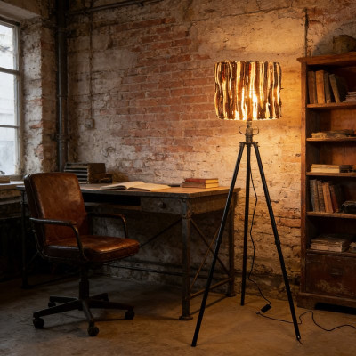 Lámpara de pie de mimbre