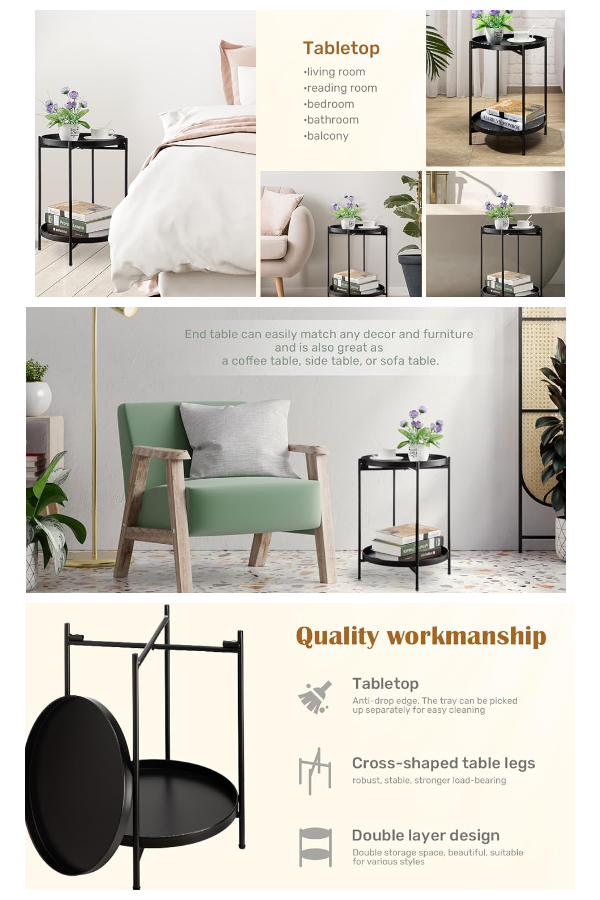 Mesa auxiliar redonda para sala de estar