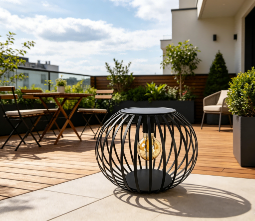 Solarlaterne aus schwarzem Metall