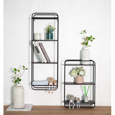 Estante de pared de metal negro