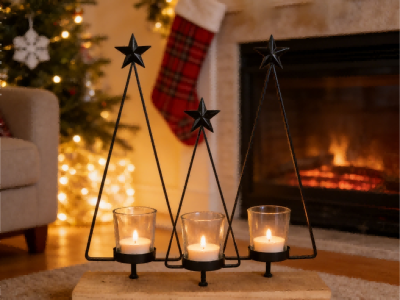 حامل شموع خشبي عصري ريفي لتزيين المنزل