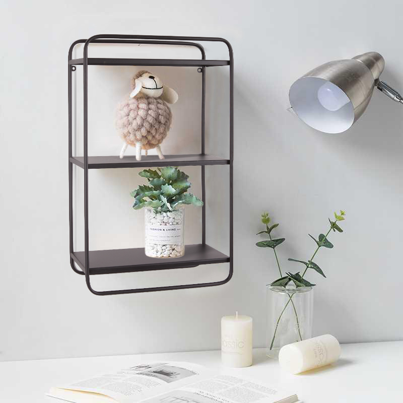 Estante de pared de metal negro