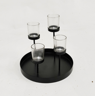 black black round candle holder