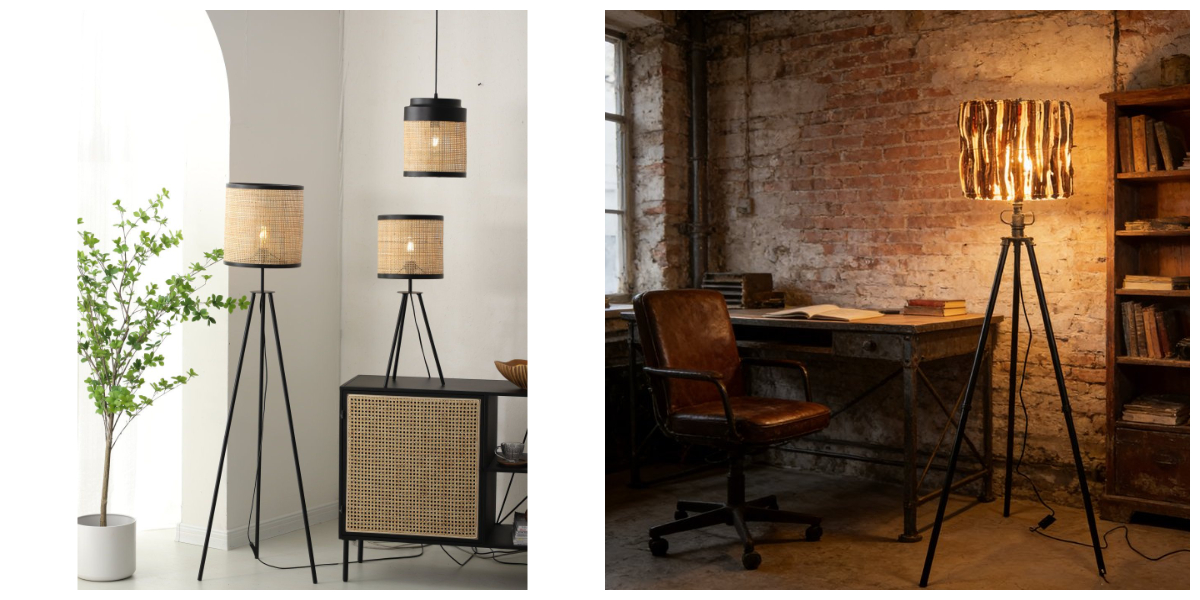 Floor Lamp with Rattan Lampshade Floor Lamp with Rattan Lampshade