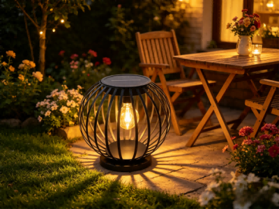 Solarlaterne aus schwarzem Metall