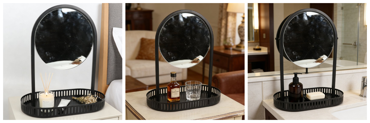 Miroir de table avec support