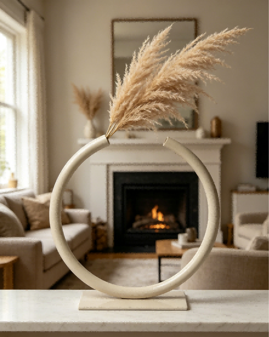 White Metal Flower Vase