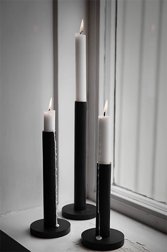 black stick candle holders