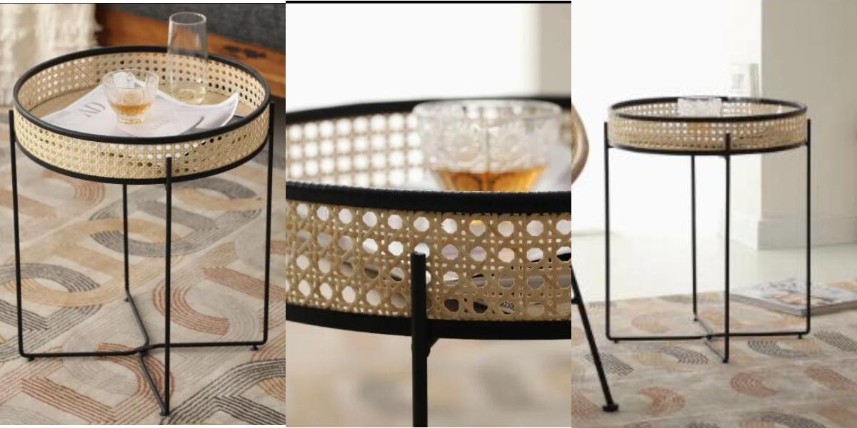 круглый столик из ротанга