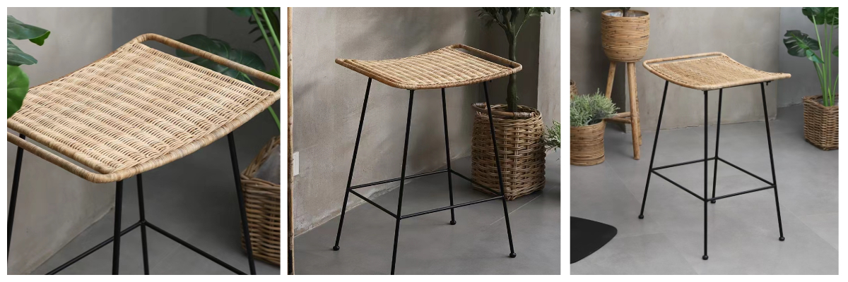 Tabourets de bar en osier