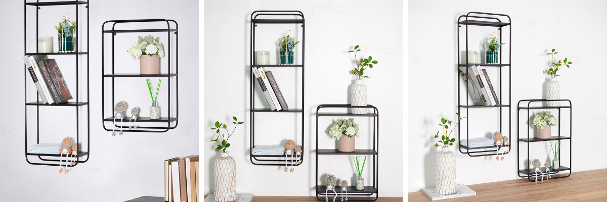 Prateleira de parede em metal preto Prateleira de parede em metal preto